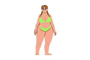 Curvy woman wearing green bikini, an Object Illustration by pikepicture