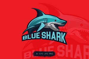Blue Shark Mascot