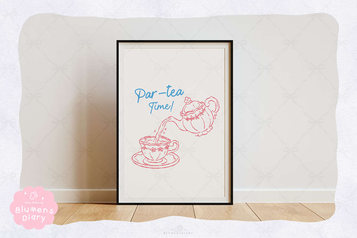 Afternoon Tea Desserts Line Art, a Decorative Illustration by Blumensdiary (Photo 4 of 6)