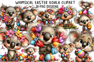 Whimsical Easter Koala Clipart, an Illustration by Daily.Designs