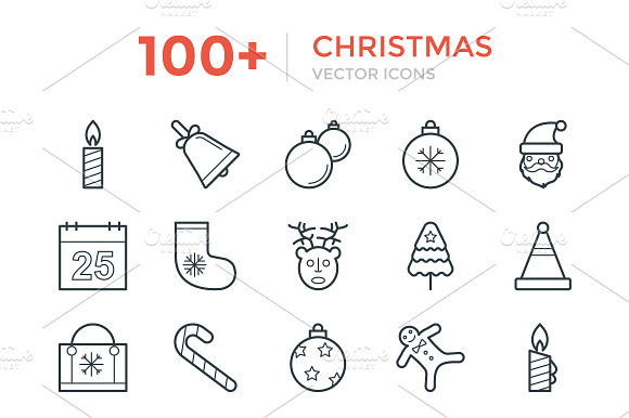 100 Christmas Vector Icons
