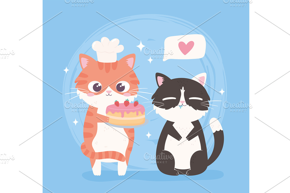 cartoon cute cats, an Animal Illustration by studiogstock
