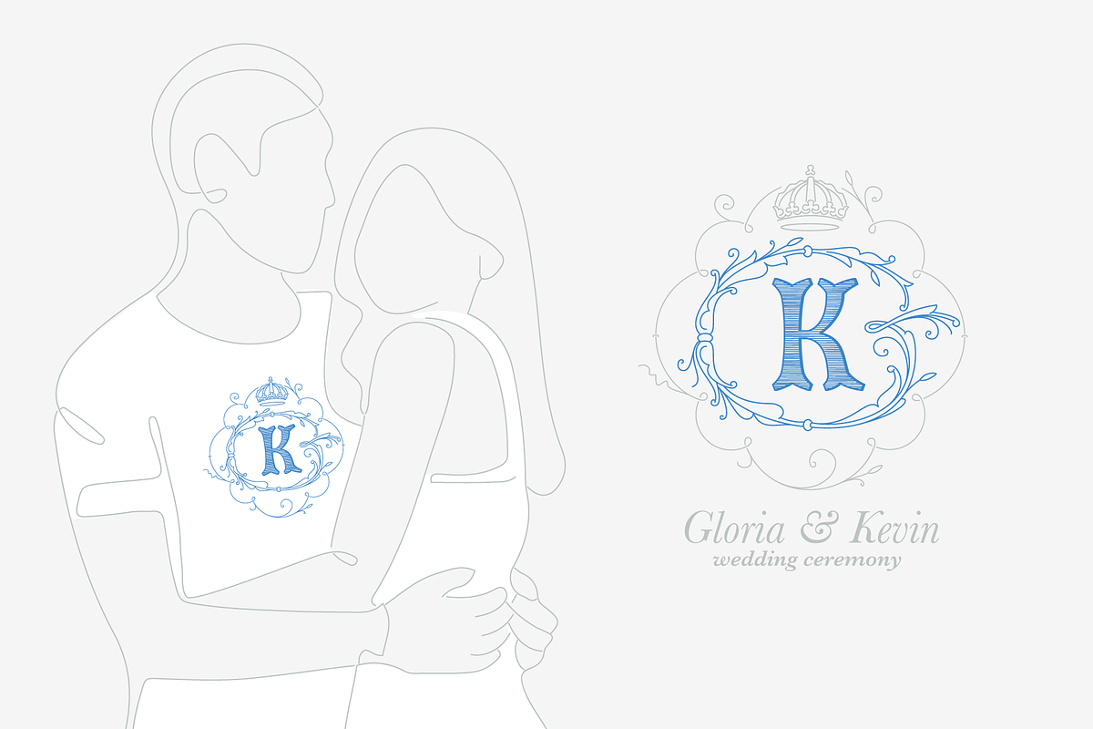Royal Wedding Monograms font family, a Script Font by kaer_shop (Photo 3 of 10)