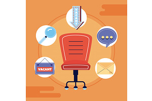 vacant chair and hiring icons, a Finance Illustration by studiogstock