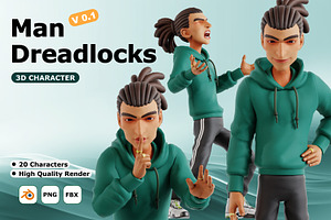 Man Dreadlocks 3D Poses Library V1