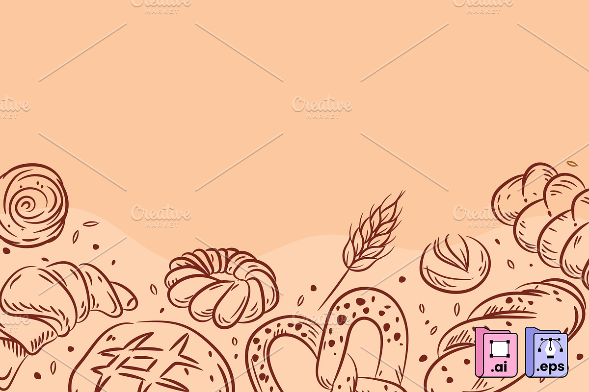 Bakery Hand-drawn Stroke Background, a Pattern Graphic by MISS CHATZ (Photo 2 of 3)
