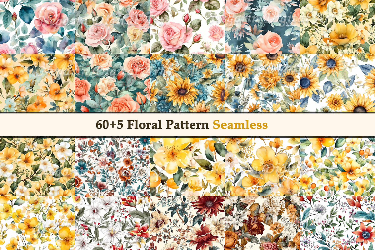 Watercolor Floral Pattern V2, a Texture Graphic by Negarin Digital Art (Photo 3 of 8)