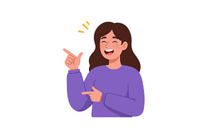 Cheerful young woman smiling and poi, an Illustration by designvectx