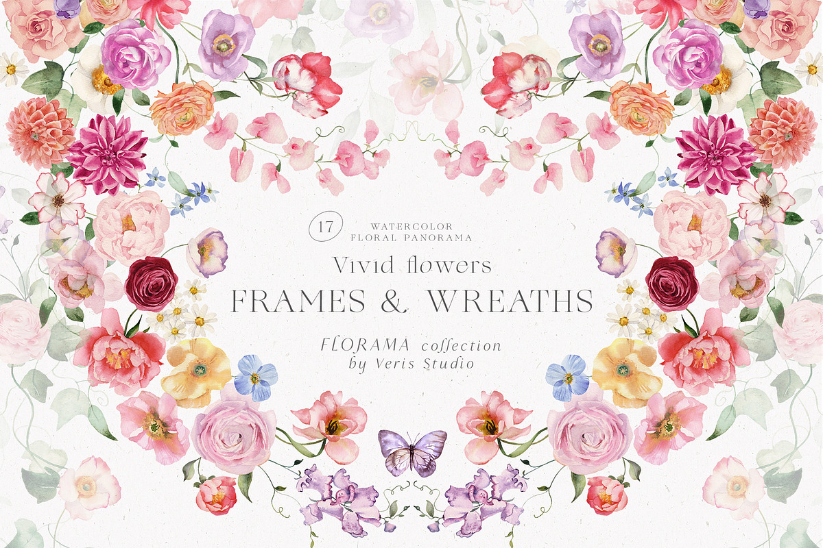 Florama Watercolor Floral Summer Set, a Decorative Illustration by Veris Studio (Photo 2 of 23)