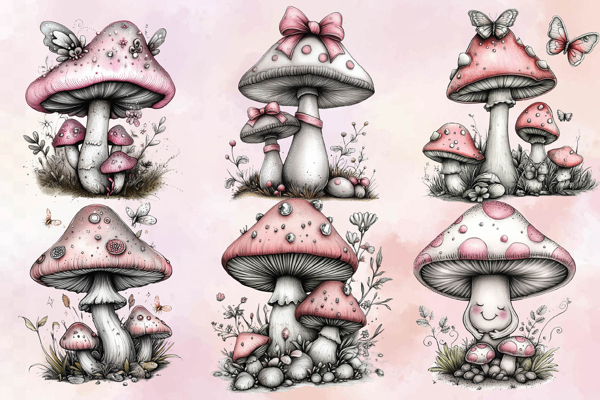 Whimsical Summer Mushroom Clipart, a Seasonal Illustration by SVGArt (Photo 3 of 9)