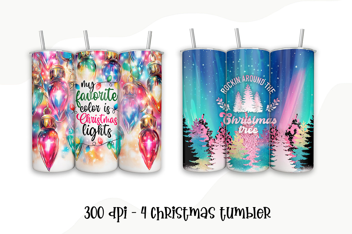 4 Christmas Tumbler Wraps Bundle PNG, a Pattern Graphic by TumblerArtDS (Photo 3 of 3)