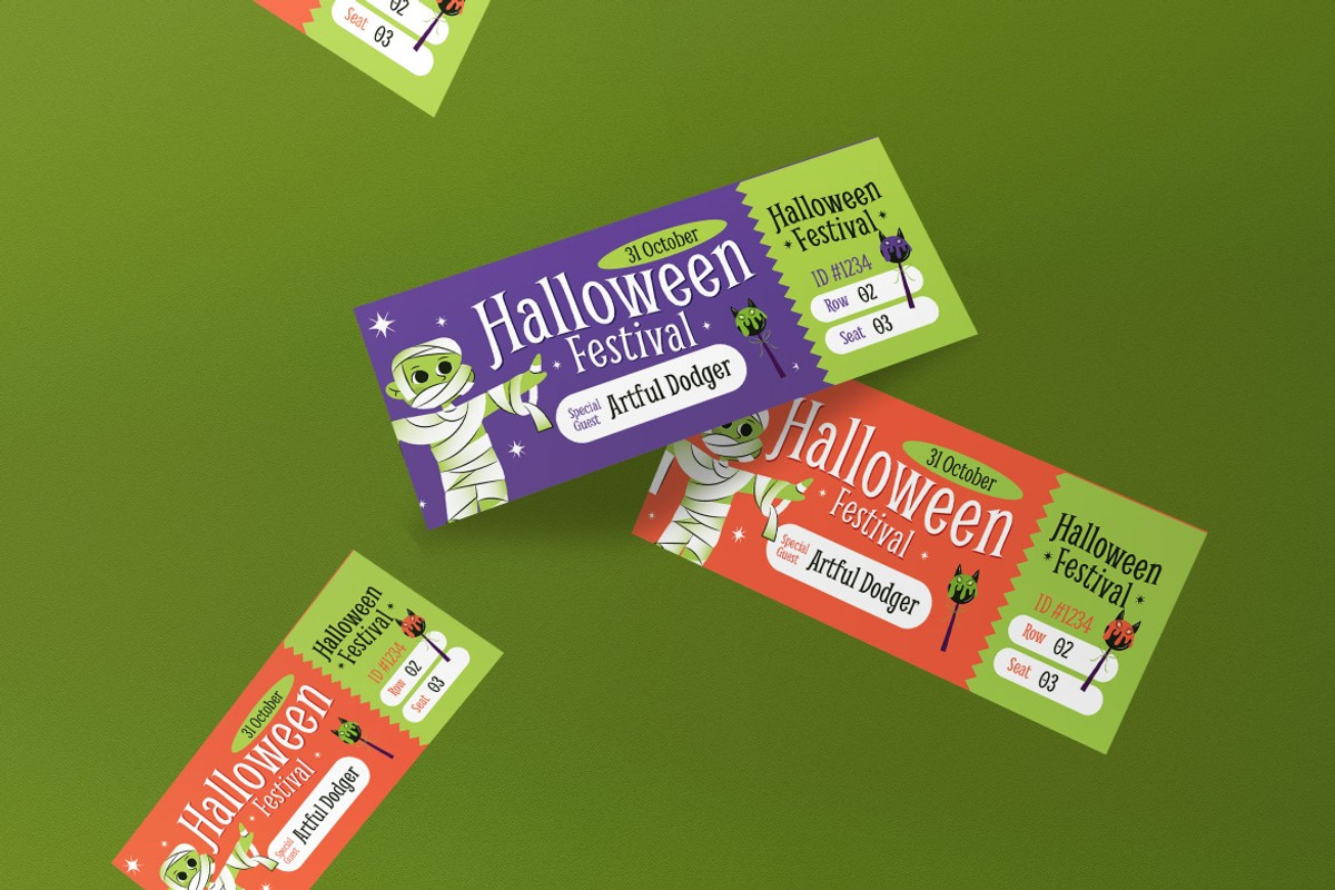 Halloween Festival Ticket, a Card Template by graphicook (Photo 3 of 3)