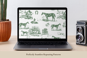 Equestrian Toile De Jouy Pattern