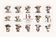 Cute Highland Cow Clipart Bundle, an Animal Illustration by Bijou Bay (Thumbnail 3 of 3)