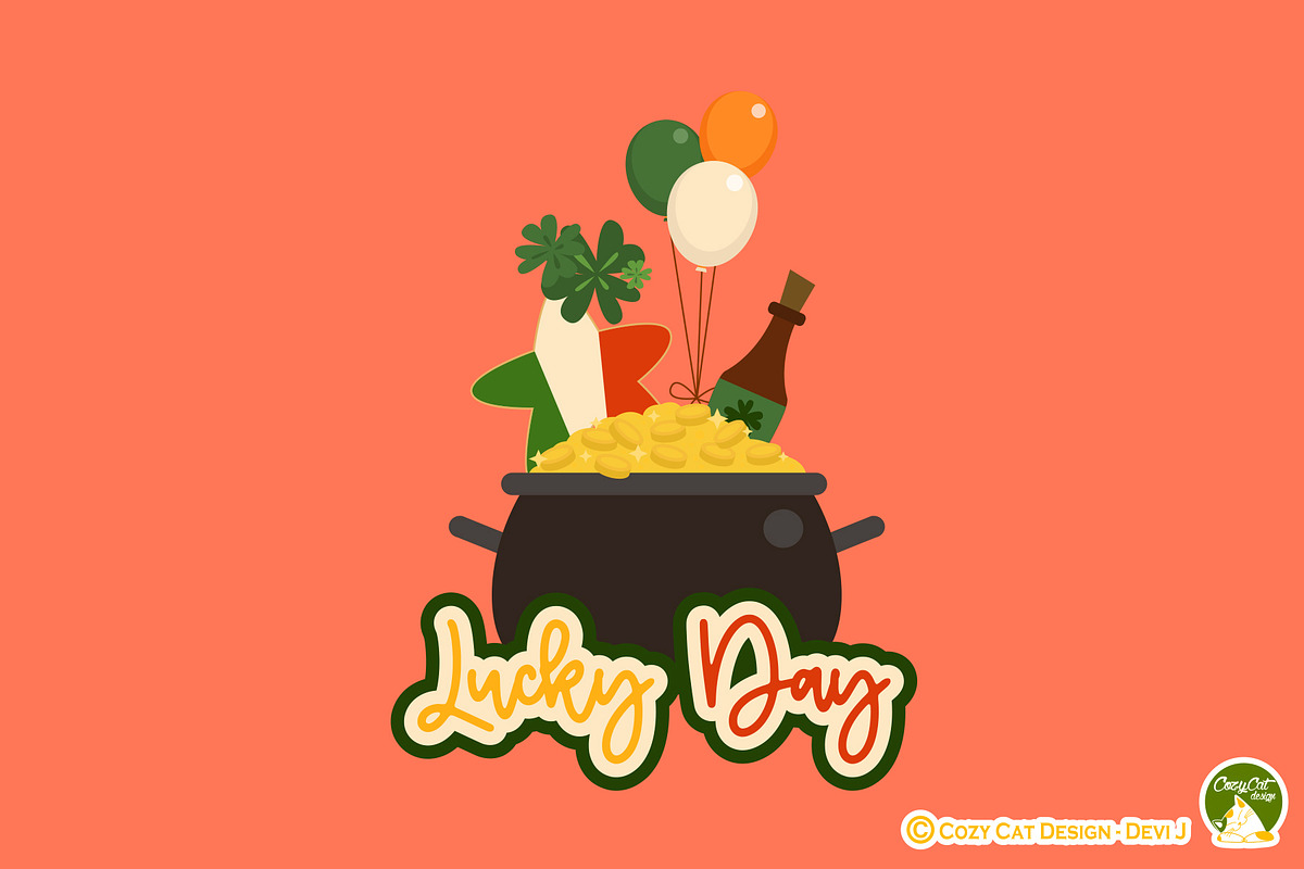Lucky Day Clip Art, a Seasonal Illustration by Cozy Cat Design (Photo 2 of 3)