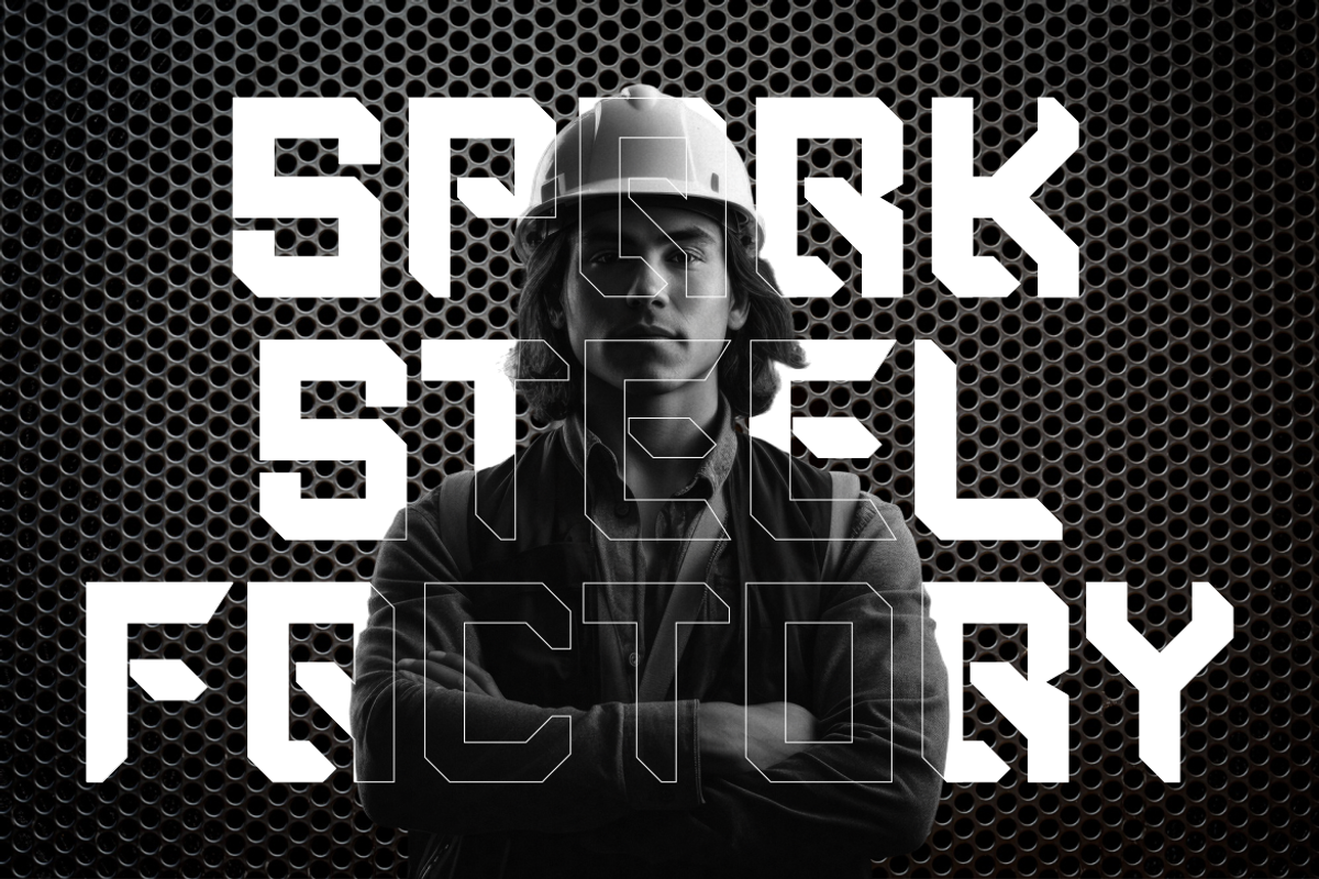 Steel Frame Modern Industrial Font, a Font by PutraCetol Studio (Photo 3 of 5)
