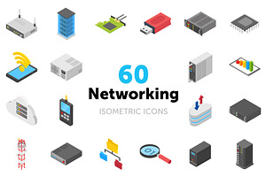 60 Networking Isometric Icons