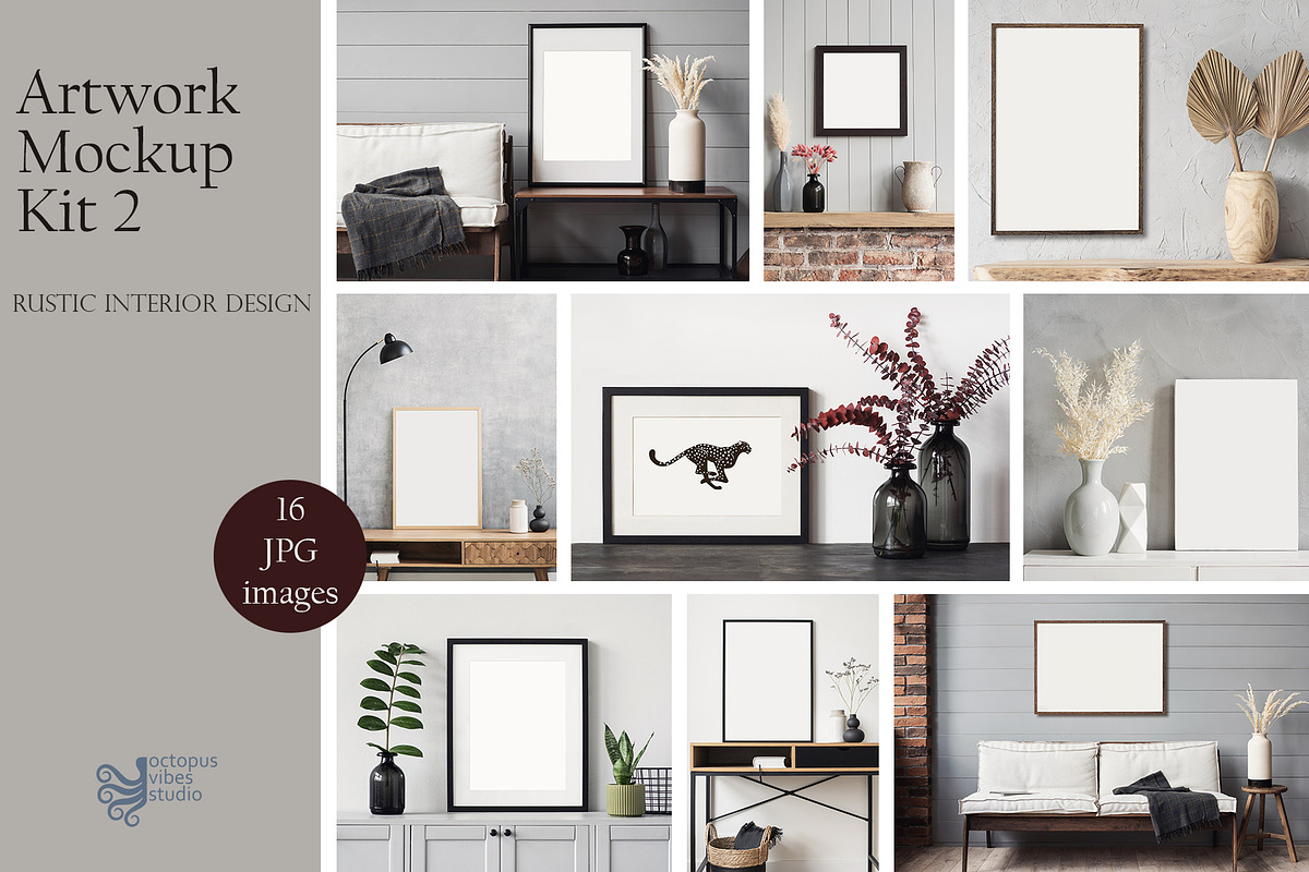 Artwork Frame Mockup Photo Bundle, a Poster Template by Octopus_Vibes (Photo 1 of 15)