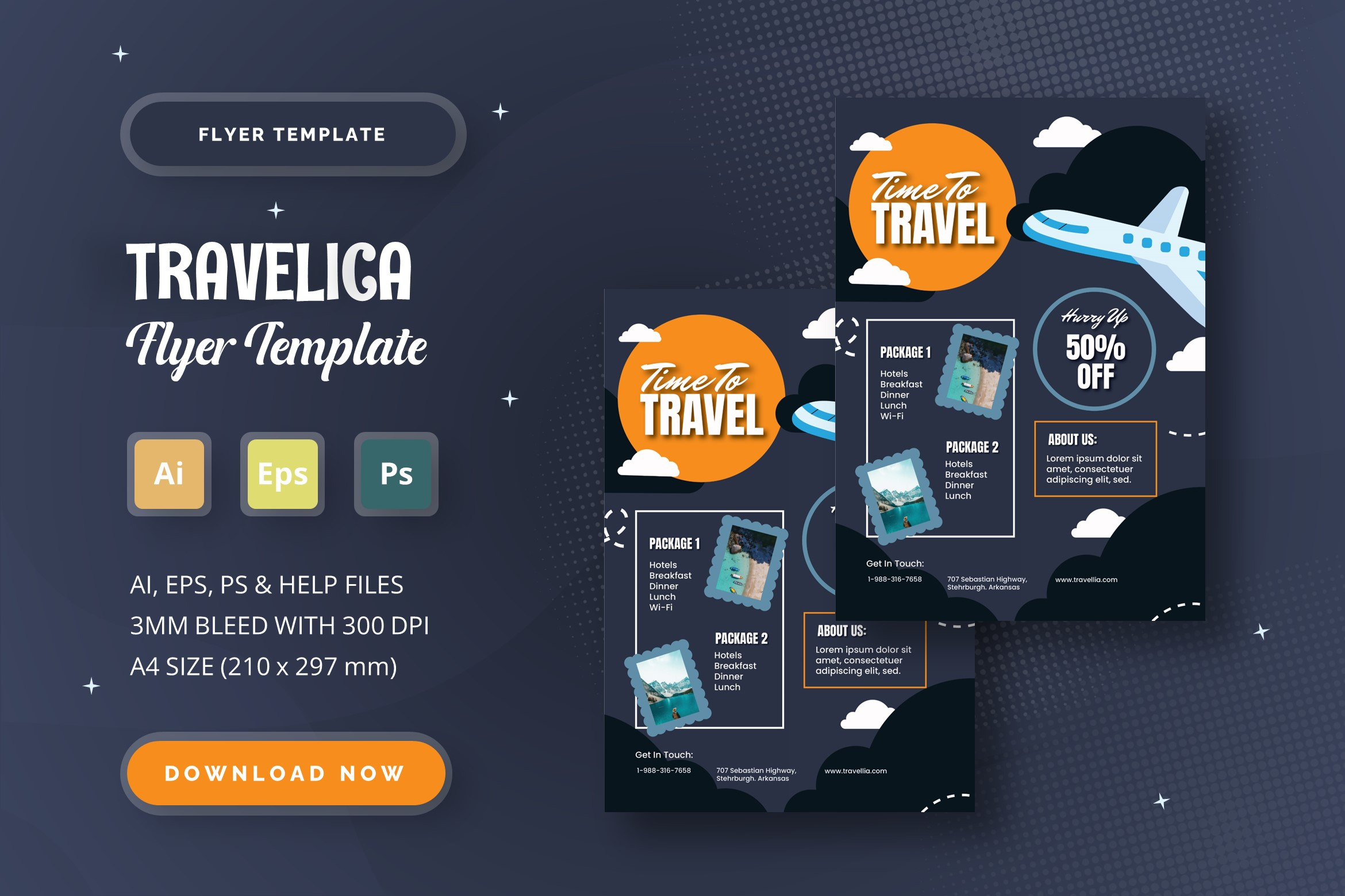 Travelica - Flyer Template, a Flyer Template by StreaksideStd