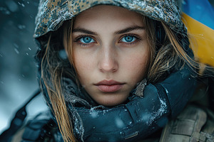 Portrait of a soldier in winter gear showcasing determination and strength, a Person Photo by AlyaAnd