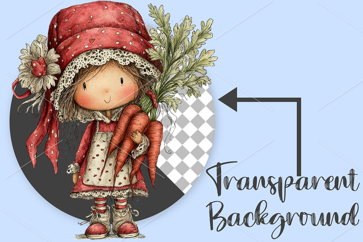 Watercolor Coquette Farm Girl PNG, a Seasonal Illustration by Canvas Craft (Photo 3 of 5)