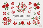 Pomegranate Fruit Clipart Set, an Object Graphic by Alena Koval (Thumbnail 1 of 16)