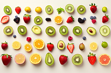 Composition with fresh fruits and be, a Photo by LOGOCREATIVE