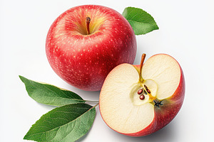 Ripe red apple fruit with apple half, a Food & Drink Photo by Pixeness Studio