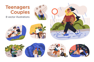 Teenagers love couples dating set, a Person Illustration by Good Studio