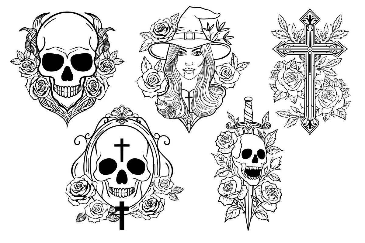 Dark Horror Tattoo stamps procreate, a Brush Add-On by aivos (Photo 2 of 7)