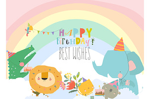 Cute Funny Animals celebrating, an Object Illustration by Maria Starus