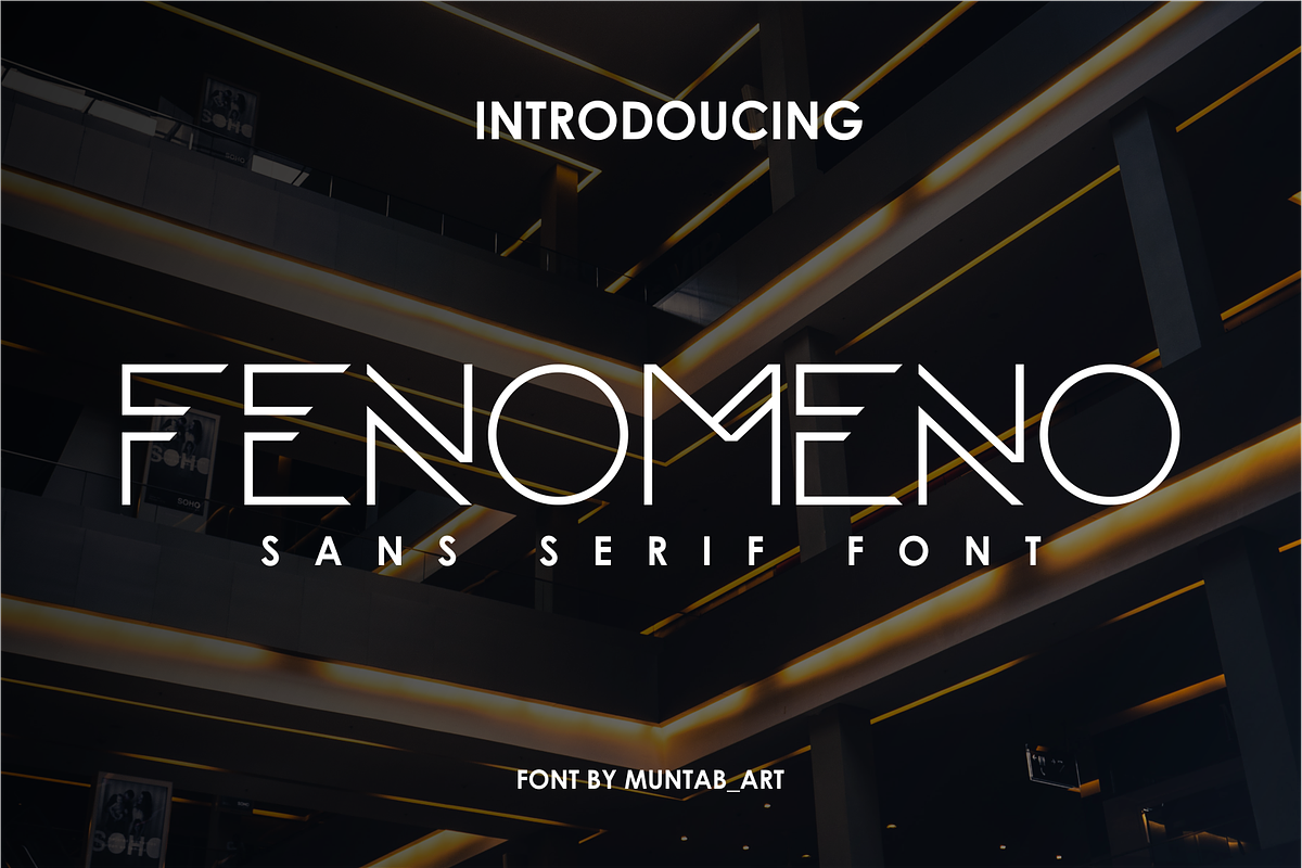 Fenomeno | Futuristic Font, a Sans Serif Font by Muntab_Art (Photo 1 of 7)