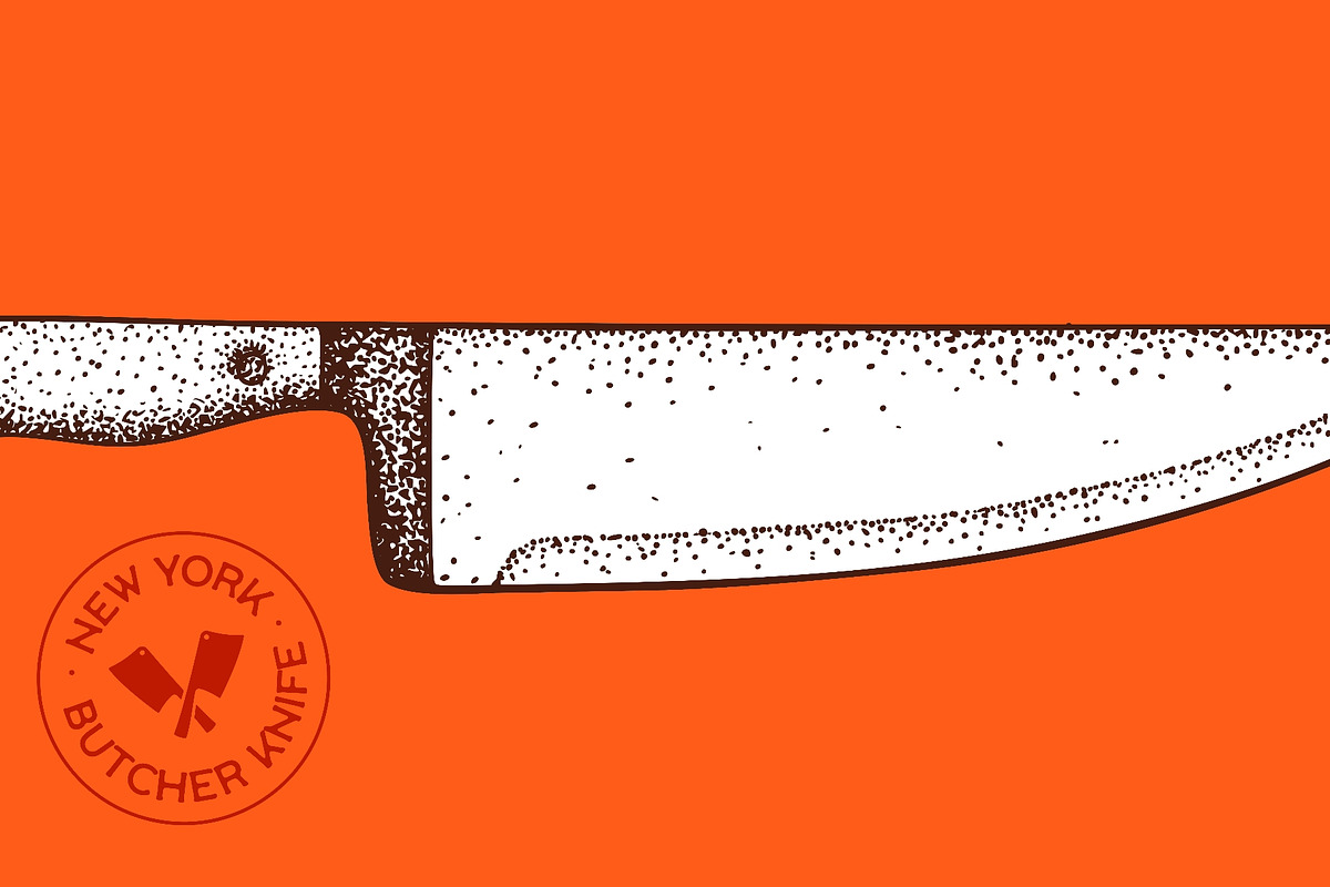Butcher Knife. Hand drawn sketch, a Food Illustration by Foxys Graphic (Photo 2 of 3)