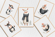 Watercolor Funny Farm Animal Clipart, a Seasonal Illustration by Rose Art (Thumbnail 5 of 7)