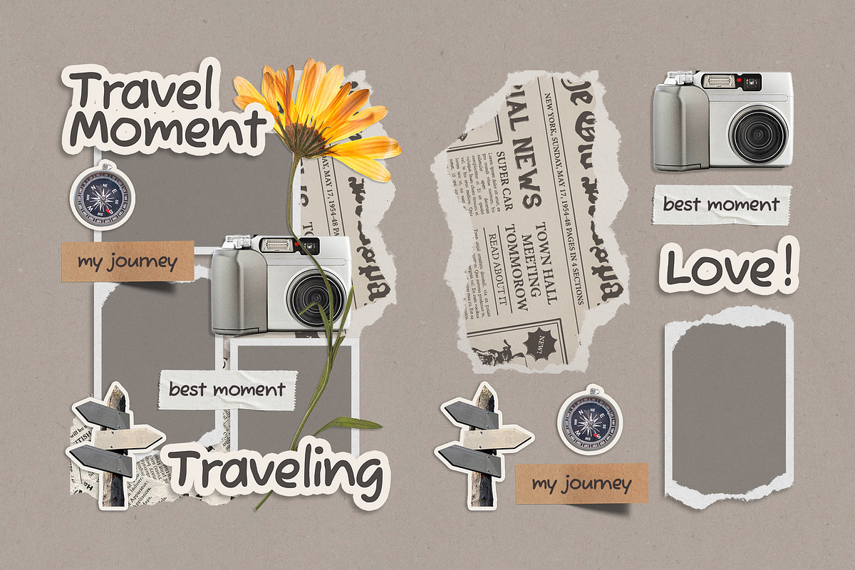 Travel - Scrapbook Layout & Elements, an Object Graphic by Ghurafa Studio (Photo 1 of 3)