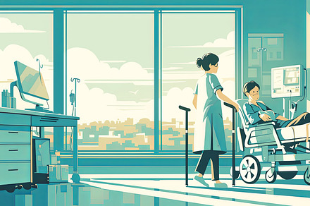 Patient Receiving Rehabilitation Therapy in a Bright Hospital Room, an Illustration by AS photostudio