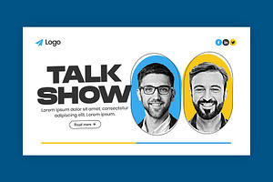 Podcast Talk Show Landscape Banner, a Social Media Template by Saman Osama