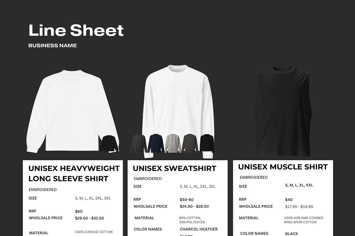 Line Sheet Canva Template
