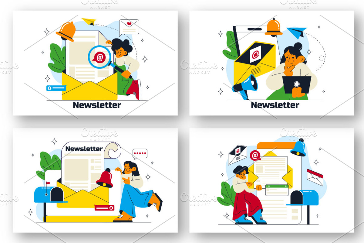 10 Email Newsletter Illustration, a Person Illustration by denayunebgt (Photo 3 of 4)