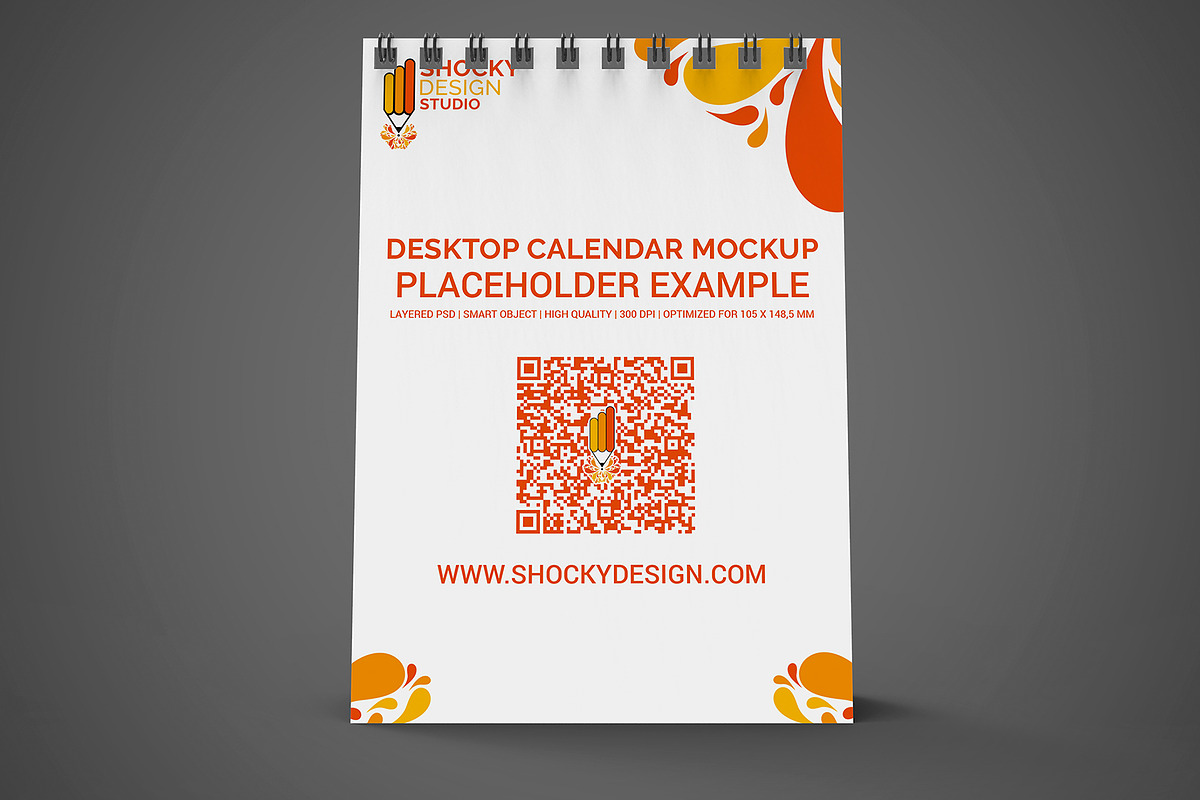Desktop Calendar A6 Mockup, a Mockup by Shocky Design Studio (Photo 3 of 6)