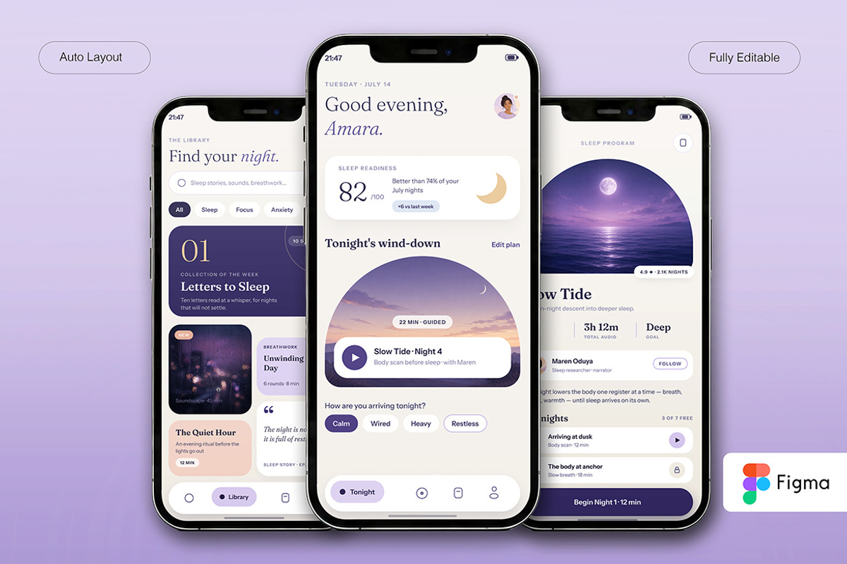Moonrest – Sleep Wellness Mobile App, an UI Kit Template by Pitchlook.Studio (Photo 2 of 4)