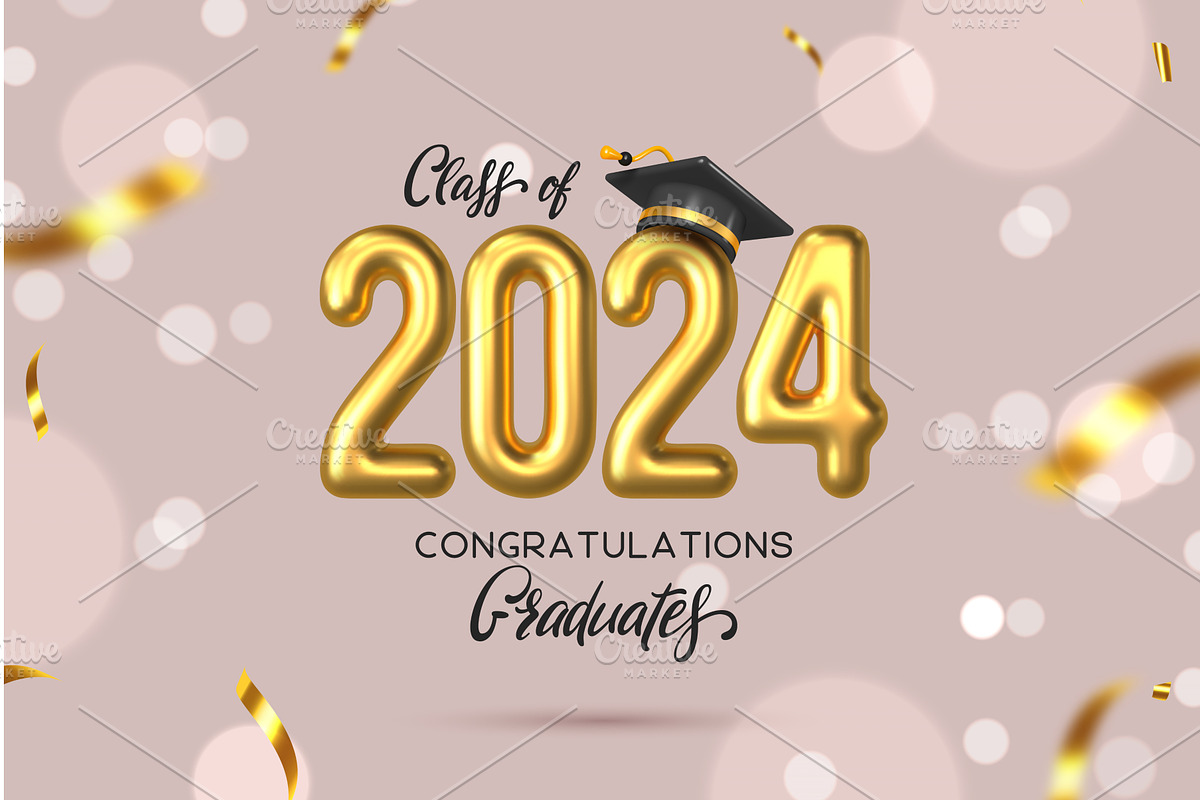 Graduation ceremony composition., an Object Illustration by Liudmyla Matviiets