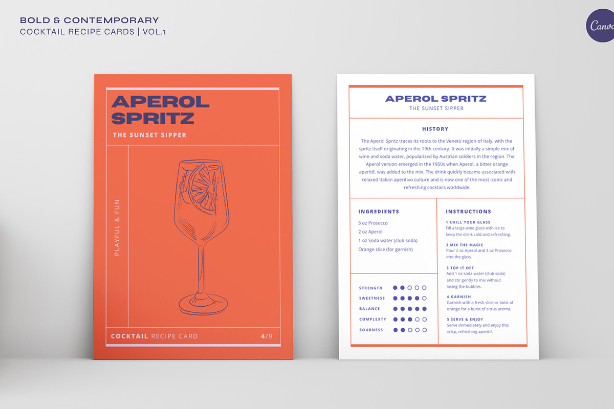 Cocktail Recipe Cards Template, a Marketing Template by Va Bene Studio (Photo 6 of 10)