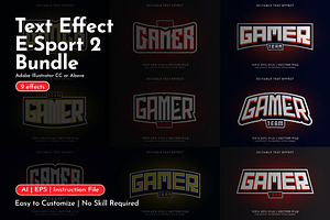 Gamer E-Sport Text Effects Bundle 2, a Layer Style Add-On by WM48 Shop