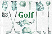 Golf watercolor clipart, a Sport Illustration by FITALARTSNEDIGI (Thumbnail 2 of 6)