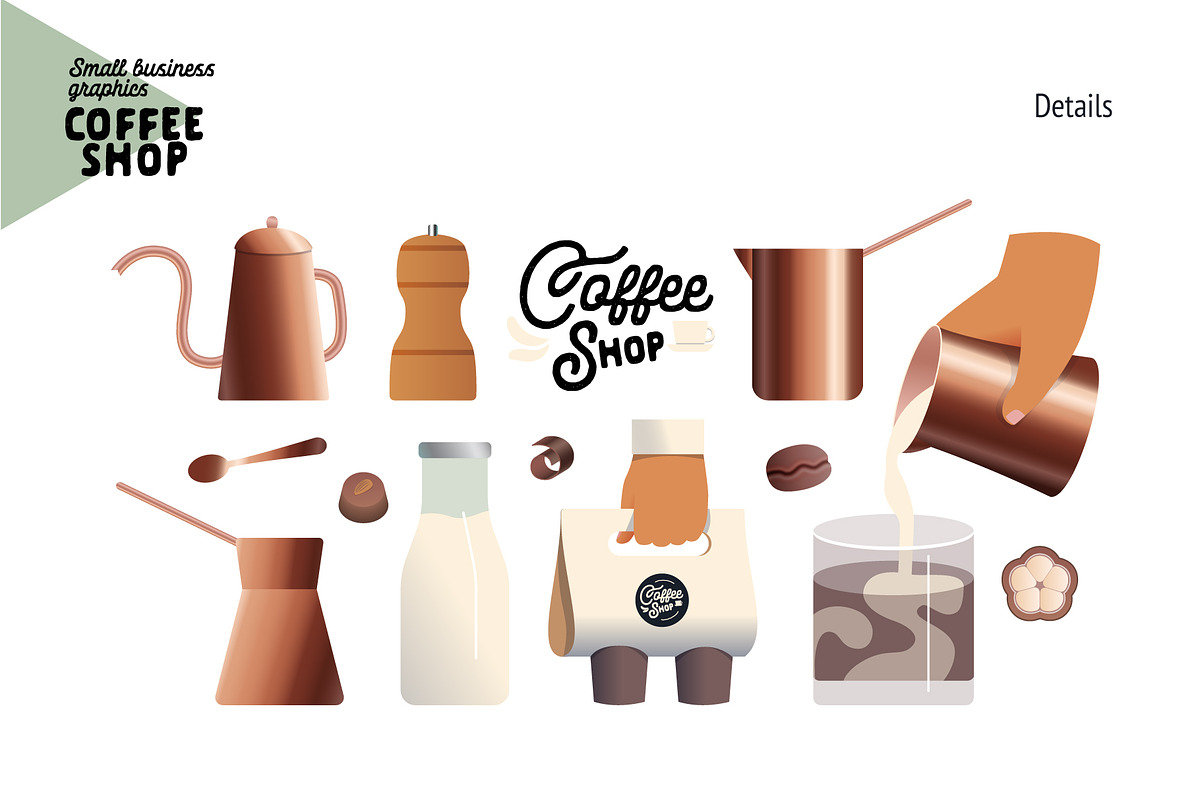 Coffee shop, Small business (vector), a Templates & Theme by Grivina's shop (Photo 2 of 20)