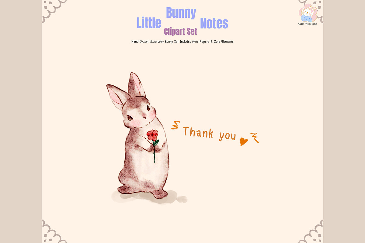 Little Bunny Notes Clipart Set, an Animal Illustration by Annyillustration (Photo 5 of 5)