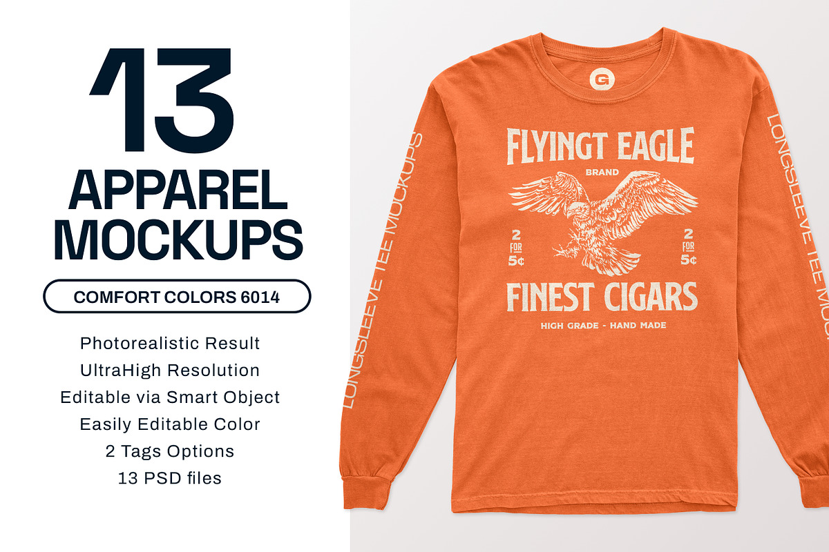 Comfort Colors Long Sleeve Mockups, a Shirt Mockup by GraphicHero (Photo 1 of 9)
