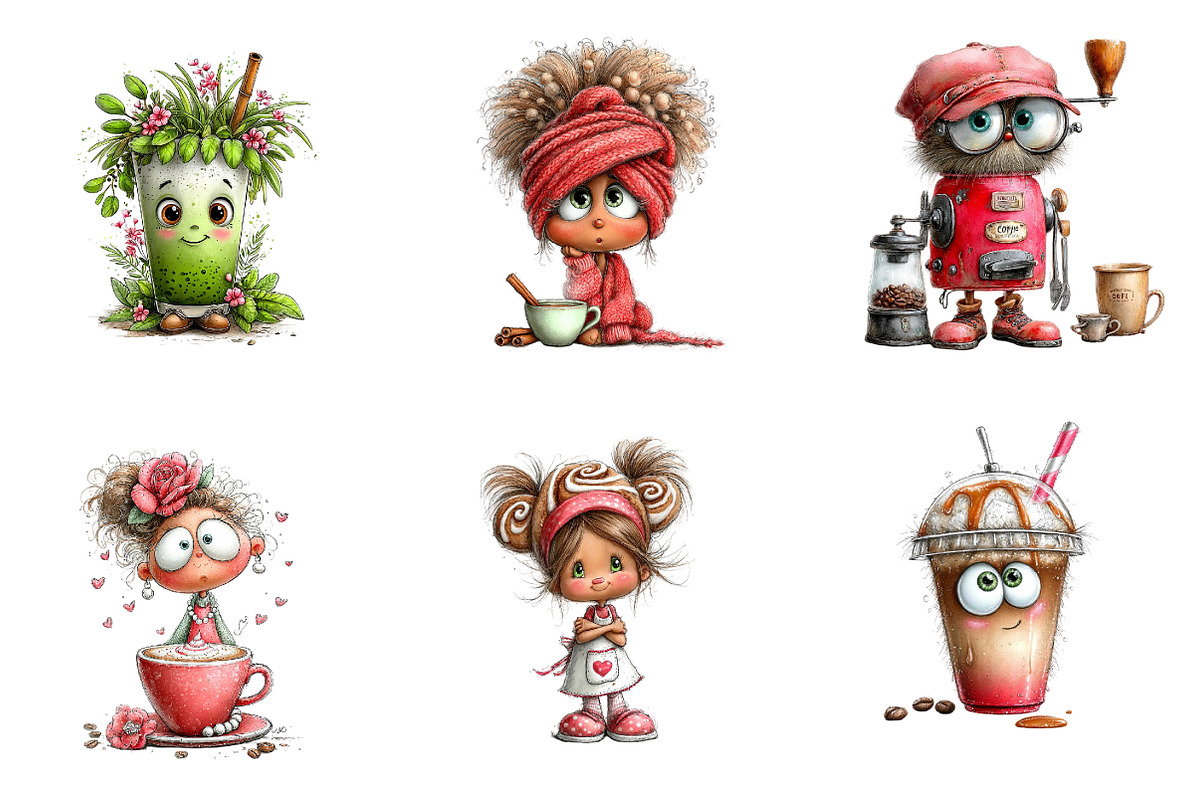 Coffee & Café Character PNG Bundle, a Seasonal Illustration by CreationArt (Photo 5 of 5)