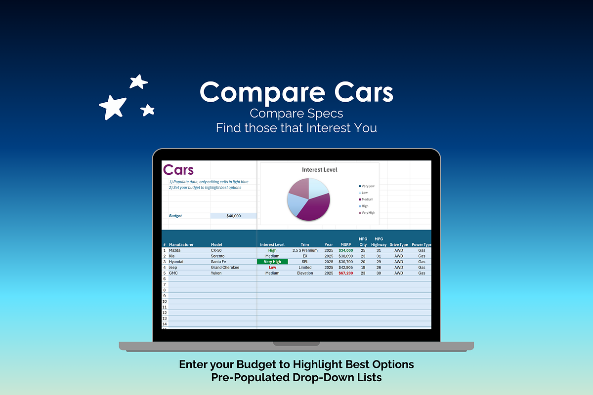 Car Buying Excel Tool preview 2